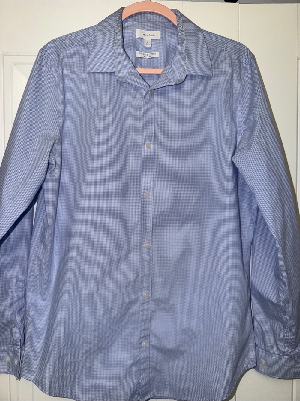 Calvin Klein Blue Micro-Check Men's Dress Shirt